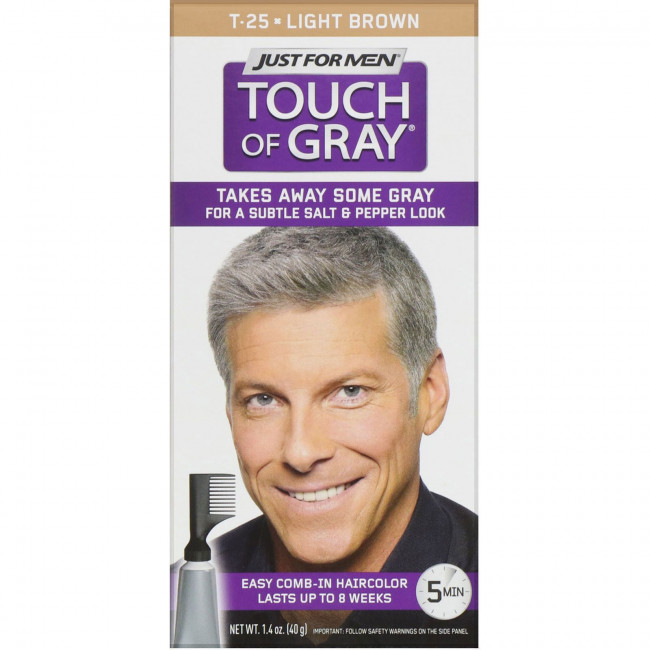 Just for Men, Мужская краска для волос с гребешком Touch of Gray, оттенок светло-коричневый T-25, 40 г Just for Men, Мужская краска для волос с гребешком Touch of Gray, оттенок светло-коричневый T-25, 40 г
