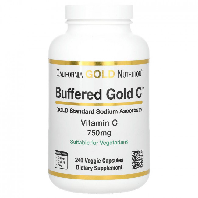 California Gold Nutrition, буферизованный витамин C в капсулах, 750 мг, 240 растительных капсул California Gold Nutrition, буферизованный витамин C в капсулах, 750 мг, 240 растительных капсул