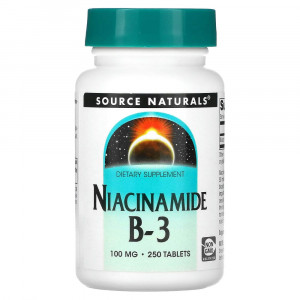 Source Naturals, Никотинамид B-3, 100 мг, 250 таблеток Source Naturals, Никотинамид B-3, 100 мг, 250 таблеток