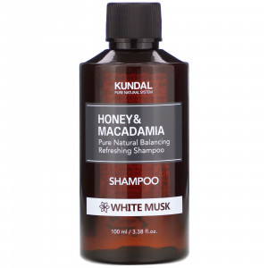 Kundal, мед и макадамия, шампунь, белый мускус, 100 мл (3,38 жидк. унции)