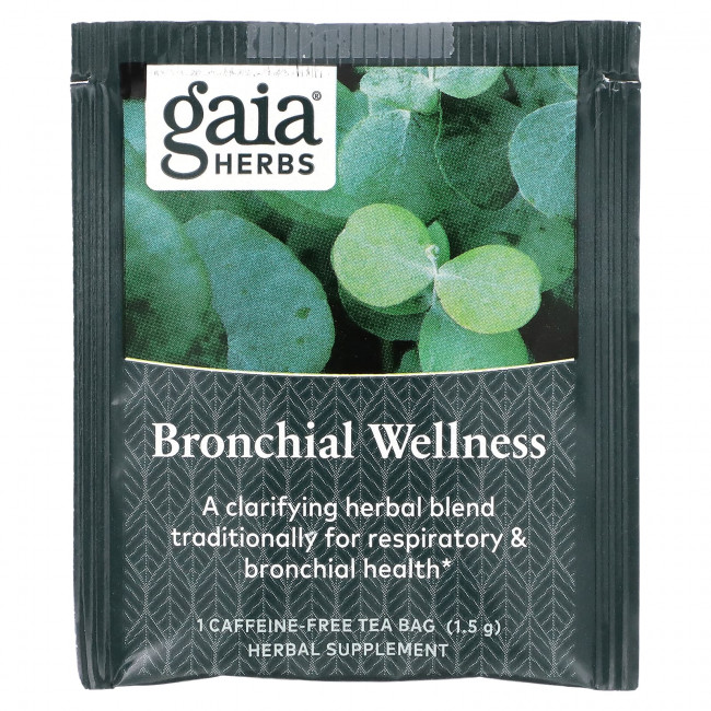 Gaia Herbs, Bronchial Wellness, травяной чай, без кофеина, 16 чайных пакетиков, по 0,85 (24 г) Gaia Herbs, Bronchial Wellness, травяной чай, без кофеина, 16 чайных пакетиков, по 0,85 (24 г)