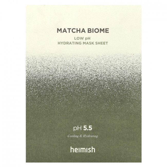 Heimish, Matcha Biome, увлажняющая тканевая маска для лица с низким pH, 5 листов, по 30 мл каждый (товар снят с производства)