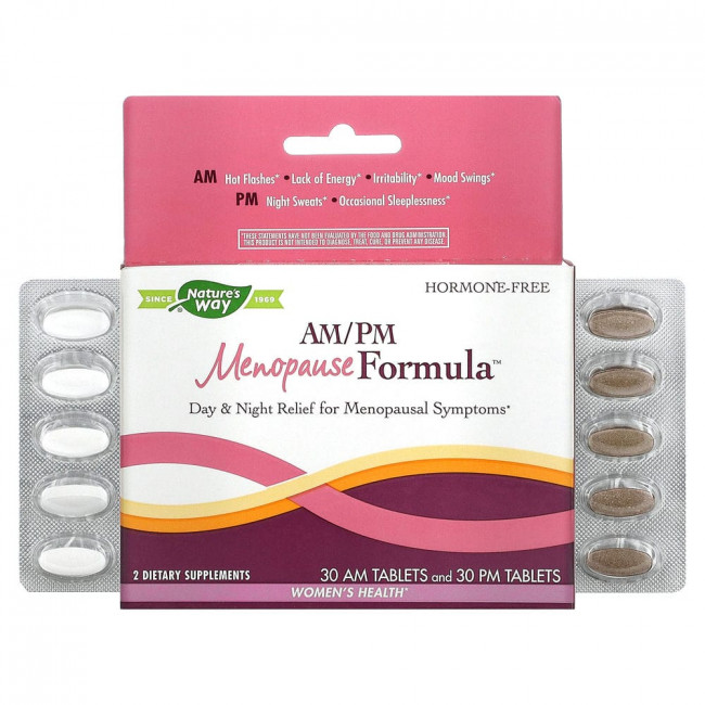 Nature's Way, AM/PM Menopause Formula, женское здоровье, 60 таблеток Nature's Way, AM/PM Menopause Formula, женское здоровье, 60 таблеток