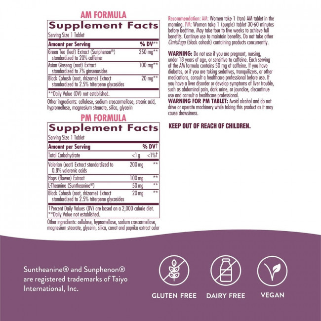 Nature's Way, AM/PM Menopause Formula, женское здоровье, 60 таблеток Nature's Way, AM/PM Menopause Formula, женское здоровье, 60 таблеток