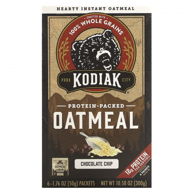 Kodiak Cakes, Овсянка с протеином, с шоколадной крошкой, 6 пакетиков по 50 г (1,76 унции) Kodiak Cakes, Овсянка с протеином, с шоколадной крошкой, 6 пакетиков по 50 г (1,76 унции)