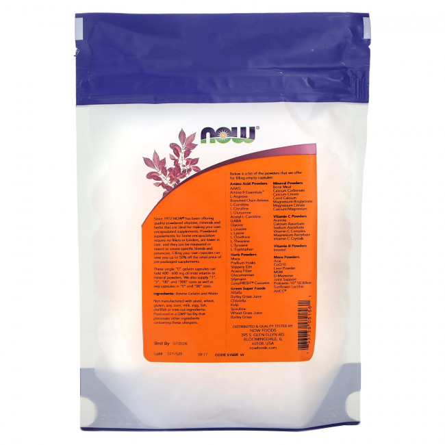 NOW Foods, Одиночные «0» желатиновые капсулы, прибл. 250 пустых желатиновых капсул, 24 г (0,85 унции) NOW Foods, Одиночные «0» желатиновые капсулы, прибл. 250 пустых желатиновых капсул, 24 г (0,85 унции)