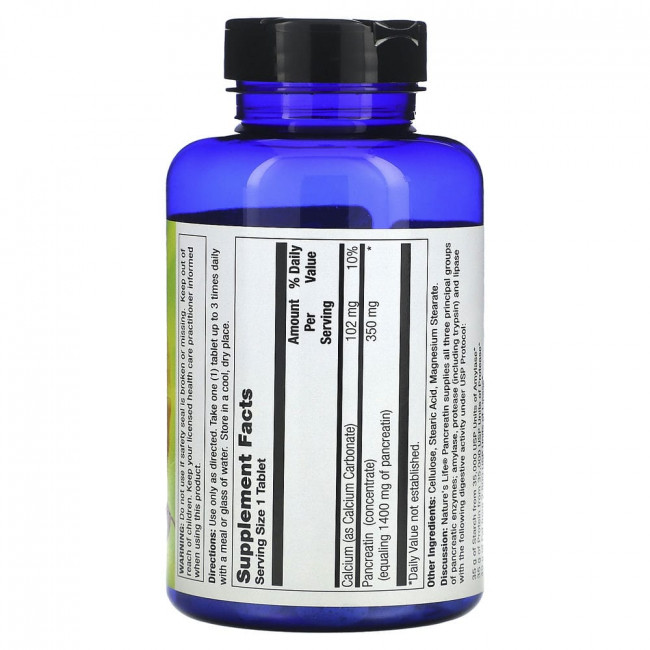 Nature's Life, Pancreatin, 1,400 mg, 250 Tablets
