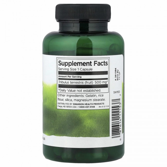 Swanson, Full Spectrum Tribulus, плоды, 500 мг, 90 капсул