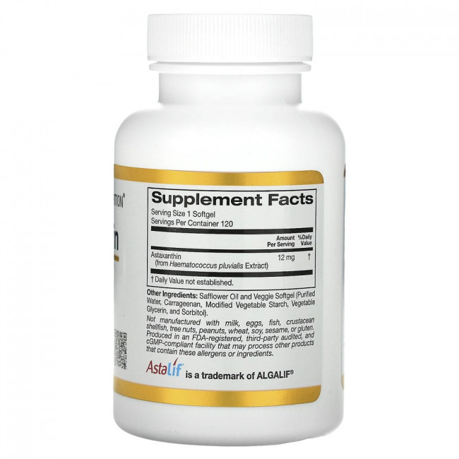 California Gold Nutrition, AstaLif, чистый исландский астаксантин, 12 мг, 120 растительных мягких таблеток California Gold Nutrition, AstaLif, чистый исландский астаксантин, 12 мг, 120 растительных мягких таблеток