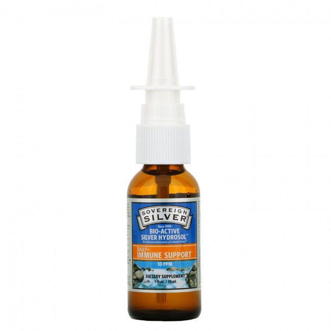 Sovereign Silver, Bio-Active Silver Hydrosol, (биоактивная добавка с серебром), вертикальный спрей, 10 част./млн, 29 мл (1 жидк. унция)