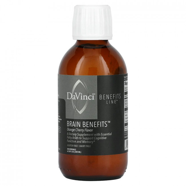 DaVinci Laboratories of Vermont, Benefits Line, преимущества для мозга, со вкусом апельсина и вишни, 200 мл (6,76 жидк. унции)
