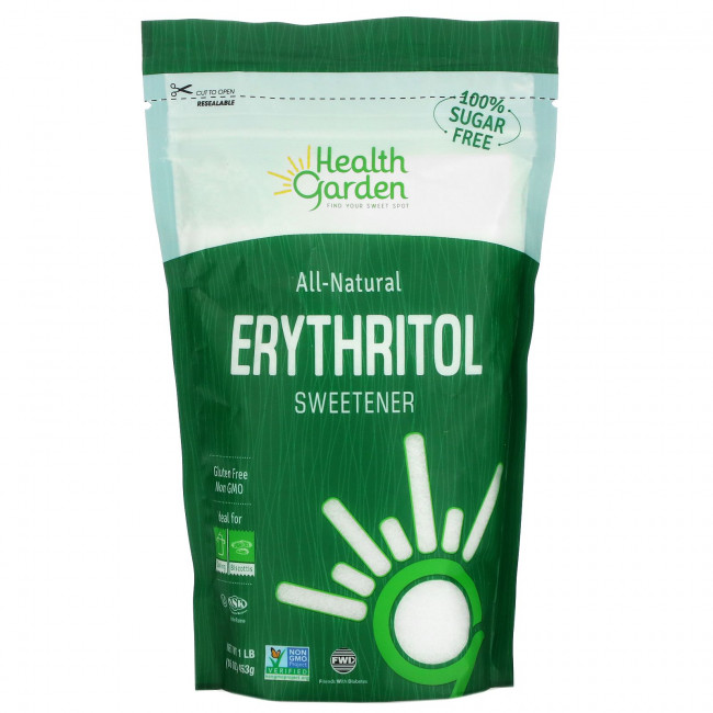 Health Garden, Полностью натуральный подсластитель эритритол, 453 г (1 фунт) Health Garden, Полностью натуральный подсластитель эритритол, 453 г (1 фунт)