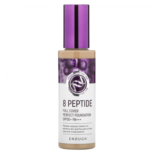 Enough, 8 пептидов, тональная основа Full Cover Perfect, SPF 50+ PA +++, # 23, 100 г (3,53 унции) Enough, 8 пептидов, тональная основа Full Cover Perfect, SPF 50+ PA +++, # 23, 100 г (3,53 унции)