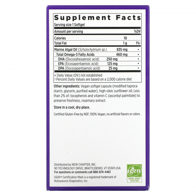 New Chapter, Vegan Omega-3, 30 веганских капсул New Chapter, Vegan Omega-3, 30 веганских капсул