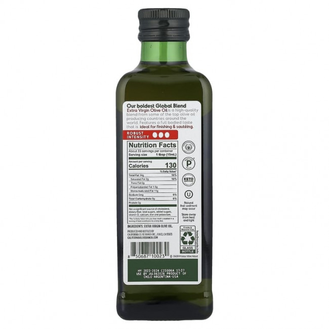 California Olive Ranch, нерафинированное оливковое масло высшего качества, смесь Global Blend, насыщенный вкус, 500 мл (16,9 жидк. унции) California Olive Ranch, нерафинированное оливковое масло высшего качества, смесь Global Blend, насыщенный вкус, 500 мл (16,9 жидк. унции)