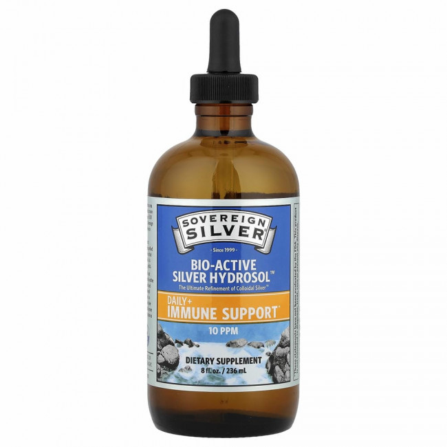Sovereign Silver, Bio-Active Silver Hydrosol с дозатором-пипеткой, ежедневная и иммунная поддержка, 10 част./млн, 236 мл (8 жидк. унций) Sovereign Silver, Bio-Active Silver Hydrosol с дозатором-пипеткой, ежедневная и иммунная поддержка, 10 част./млн, 236 мл (8 жидк. унций)