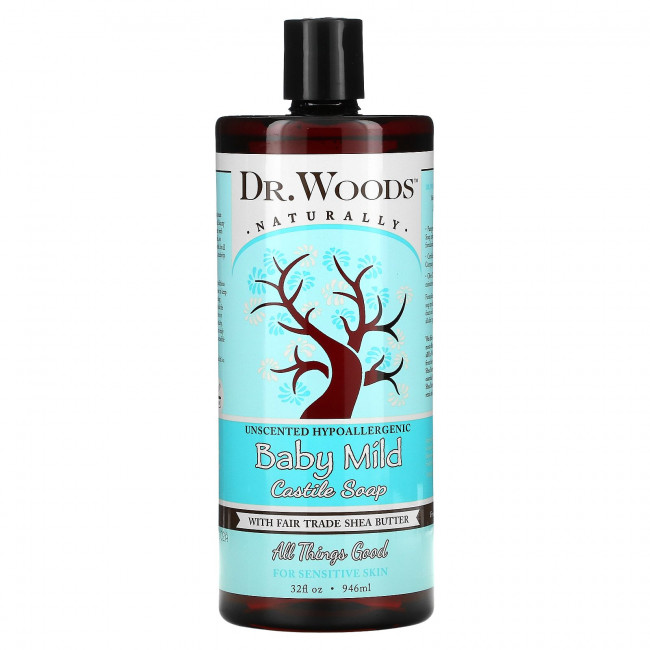 Dr. Woods, Детское мягкое кастильское мыло, без запаха, 32 жидкие унции (946 мл) Dr. Woods, Детское мягкое кастильское мыло, без запаха, 32 жидкие унции (946 мл)