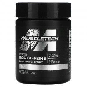 Muscletech, Platinum 100%, кофеин, 220 мг, 125 таблеток Muscletech, Platinum 100%, кофеин, 220 мг, 125 таблеток