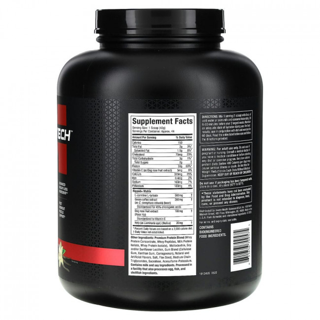 Muscletech, Nitro Tech Ripped, чистый протеин + формула для похудения, французская ваниль, 1,81 кг (4 фунта) Muscletech, Nitro Tech Ripped, чистый протеин + формула для похудения, французская ваниль, 1,81 кг (4 фунта)