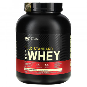 Optimum Nutrition, Gold Standard 100% Whey, сыворотка со вкусом ванильного мороженого, 2,27 кг (5 фунтов) Optimum Nutrition, Gold Standard 100% Whey, сыворотка со вкусом ванильного мороженого, 2,27 кг (5 фунтов)