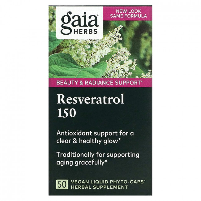 Gaia Herbs, Ресвератрол 150, 50 веганские фито-капсулы с жидкостью Gaia Herbs, Ресвератрол 150, 50 веганские фито-капсулы с жидкостью