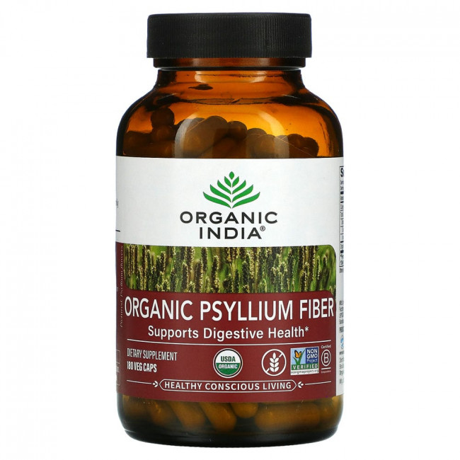 Organic India, Органическое волокно подорожника, 180 вегетарианских капсул Organic India, Органическое волокно подорожника, 180 вегетарианских капсул