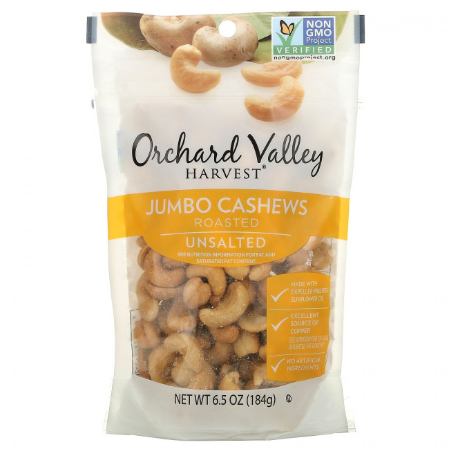 Orchard Valley Harvest, Джамбо кешью, обжаренные, несоленые, 184 г (6,5 унции) Orchard Valley Harvest, Джамбо кешью, обжаренные, несоленые, 184 г (6,5 унции)