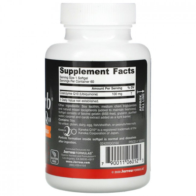 Jarrow Formulas, Q-absorb коэнзим-Q10, 100 мг, 60 капсул Jarrow Formulas, Q-absorb коэнзим-Q10, 100 мг, 60 капсул