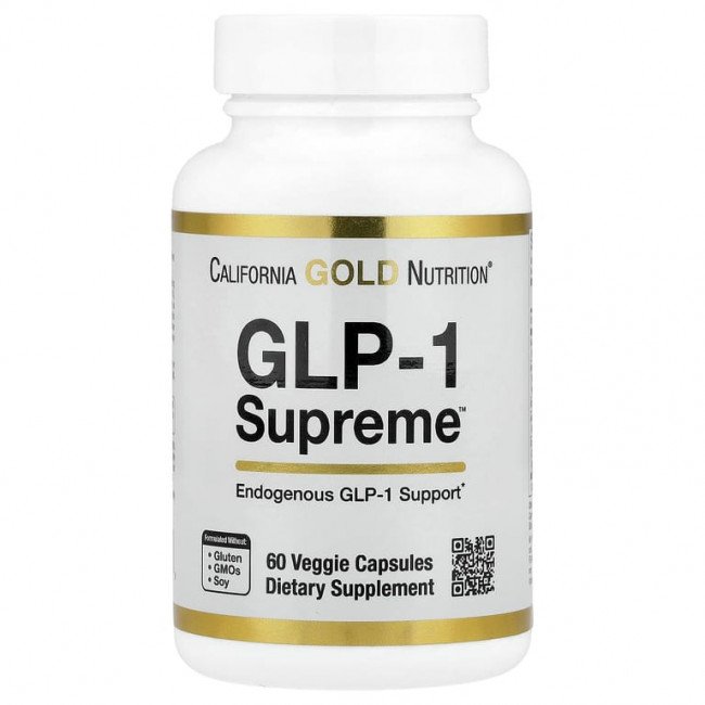 California Gold Nutrition, GLP-1 Supreme™, добавка с аккермансией, берберином, кверцетином и куркумином, 60 растительных капсул California Gold Nutrition, GLP-1 Supreme™, добавка с аккермансией, берберином, кверцетином и куркумином, 60 растительных капсул