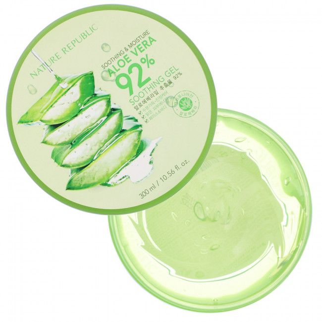 Nature Republic, Смягчающий и увлажняющий гель с алоэ вера (92%), 10,56 жидких унций (300 мл) Nature Republic, Смягчающий и увлажняющий гель с алоэ вера (92%), 10,56 жидких унций (300 мл)
