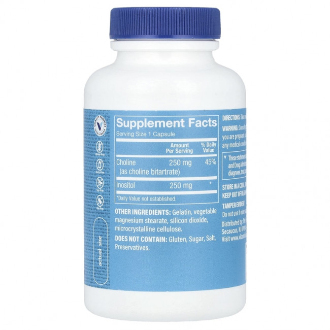 The Vitamin Shoppe, Холин и инозитол, 500 мг, 100 капсул The Vitamin Shoppe, Холин и инозитол, 500 мг, 100 капсул