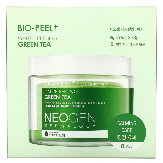 Neogen, Bio-Peel + зеленый чай с марлевым пилингом, 8 подушечек, по 9,5 мл (0,32 жидк. Унции) Neogen, Bio-Peel + зеленый чай с марлевым пилингом, 8 подушечек, по 9,5 мл (0,32 жидк. Унции)