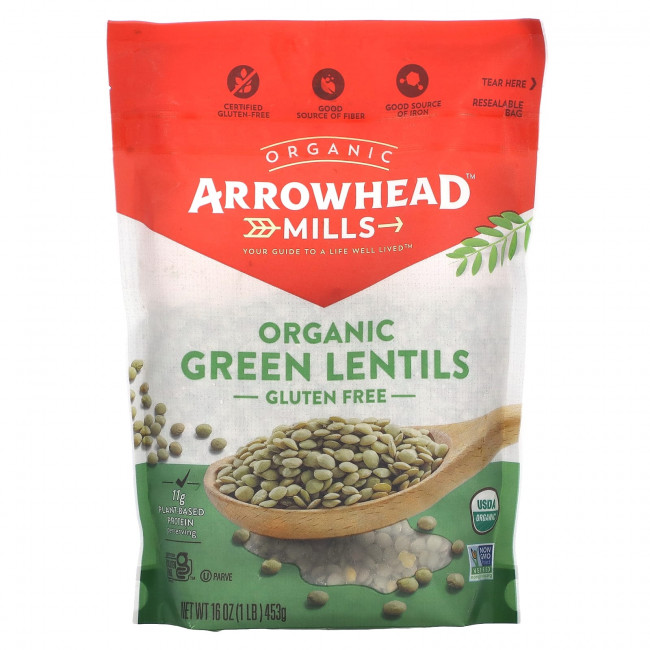 Arrowhead Mills, Органическая зеленая чечевица, 16 унций (453 г) Arrowhead Mills, Органическая зеленая чечевица, 16 унций (453 г)