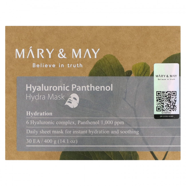 Mary&May, Гиалуроновый пантенол, маска для красоты Hydra, 30 шт., 400 г (14,1 унции) Mary&May, Гиалуроновый пантенол, маска для красоты Hydra, 30 шт., 400 г (14,1 унции)