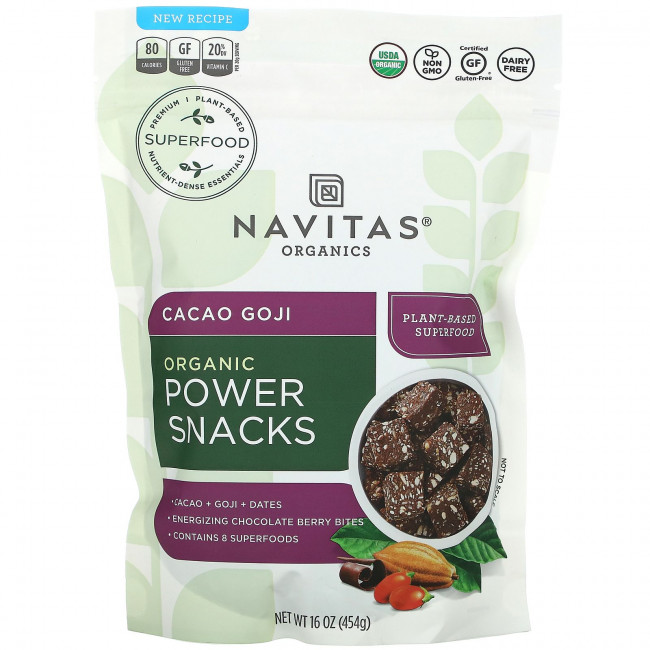 Navitas Organics, Organic Power Snack, какао-годжи, 454 г (16 унций) Navitas Organics, Organic Power Snack, какао-годжи, 454 г (16 унций)