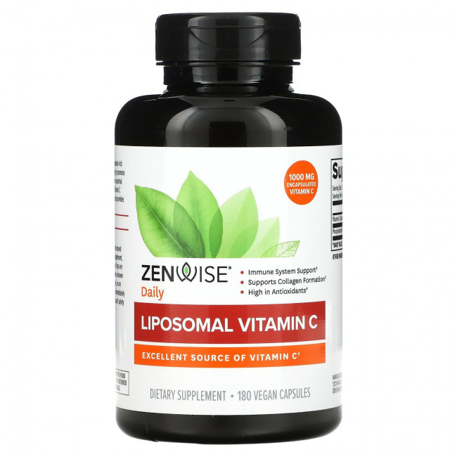 Zenwise Health, липосомальный витамин C, 500 мг, 180 растительных капсул Zenwise Health, липосомальный витамин C, 500 мг, 180 растительных капсул