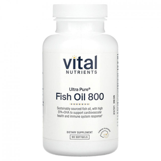Vital Nutrients, Ultra Pure Fish Oil 800, Lemon, 90 Softgels