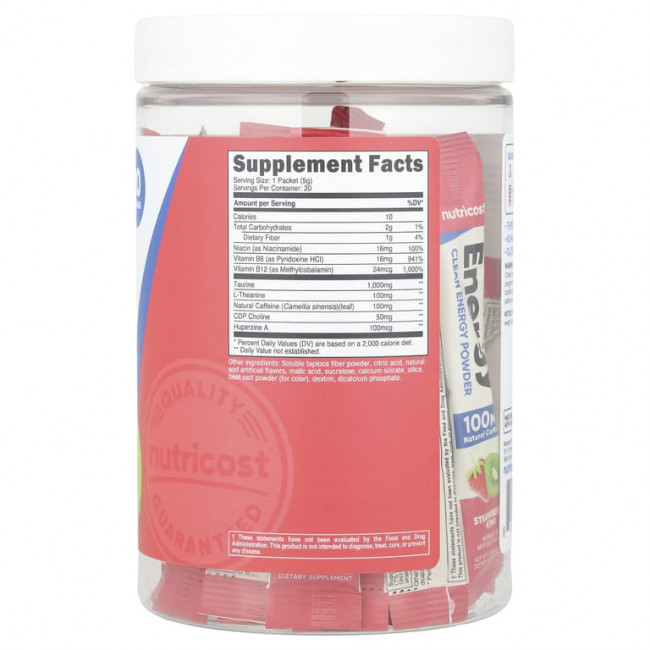 Nutricost, Energy, Clean Energy, порошок, клубника и киви, 20 пакетиков по 5 г (0,18 унции) Nutricost, Energy, Clean Energy, порошок, клубника и киви, 20 пакетиков по 5 г (0,18 унции)
