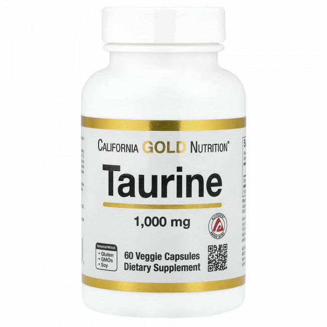 California Gold Nutrition, L-таурин, AjiPure, 1000 мг, 60 растительных капсул California Gold Nutrition, L-таурин, AjiPure, 1000 мг, 60 растительных капсул