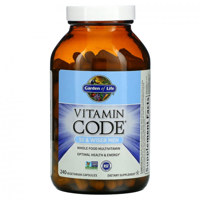 Garden of Life, Vitamin Code, мультивитамины из цельных продуктов для мужчин от 50 лет, 240 вегетарианских капсул Garden of Life, Vitamin Code, мультивитамины из цельных продуктов для мужчин от 50 лет, 240 вегетарианских капсул