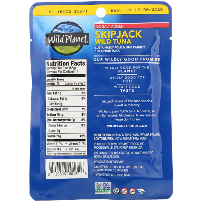 Wild Planet, Дикий тунец, 85 г (3 унции) Wild Planet, Дикий тунец, 85 г (3 унции)