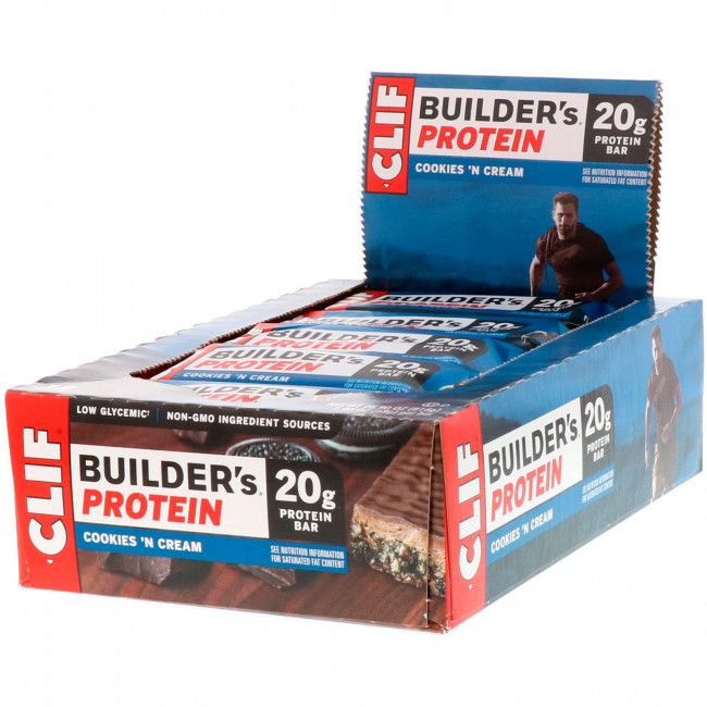 Clif Bar, Builder's Protein, протеиновый батончик, со вкусом печенья с кремом, 12 батончиков, 68 г (2,40 унции) каждый Clif Bar, Builder's Protein, протеиновый батончик, со вкусом печенья с кремом, 12 батончиков, 68 г (2,40 унции) каждый