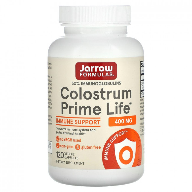 Jarrow Formulas, Prime Life, молозиво, 400 мг, 120 растительных капсул Jarrow Formulas, Prime Life, молозиво, 400 мг, 120 растительных капсул