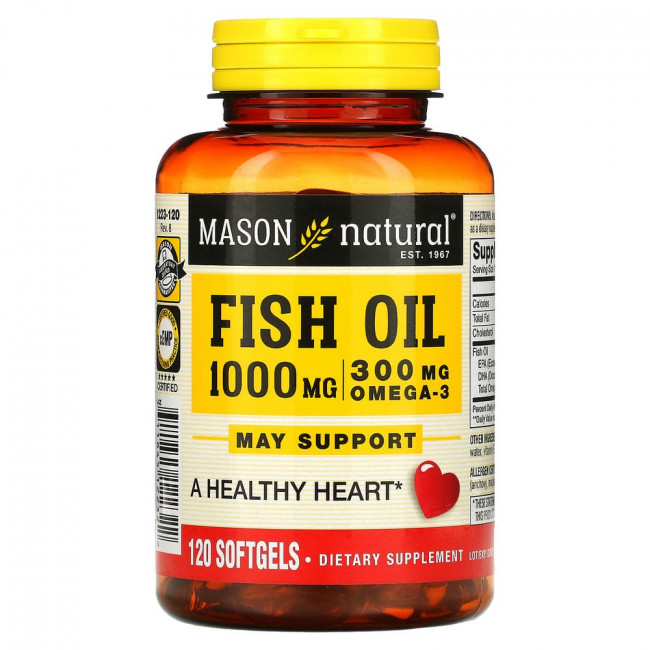 Mason Natural, рыбий жир, 1000 мг, 120 капсул Mason Natural, рыбий жир, 1000 мг, 120 капсул