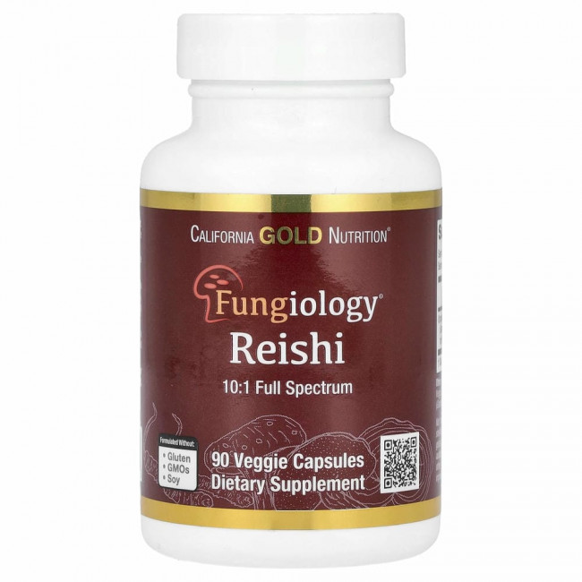 California Gold Nutrition, рейши (Ganoderma lucidum), полный спектр, сертифицированный органический продукт, поддержка на клеточном уровне, 90 растительных капсул