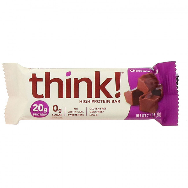 Think !, Высокопротеиновые батончики, шоколадная помадка, 10 батончиков по 60 г (2,1 унции)