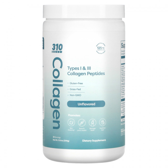 310 Nutrition, Коллаген, пептиды коллагена типа I и II, без добавок, 309 г (10,9 унции) 310 Nutrition, Коллаген, пептиды коллагена типа I и II, без добавок, 309 г (10,9 унции)