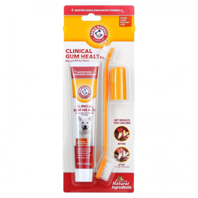 Arm & Hammer, Clinical Gum Health, стоматологический набор для собак, курица, набор из 3 предметов Arm & Hammer, Clinical Gum Health, стоматологический набор для собак, курица, набор из 3 предметов