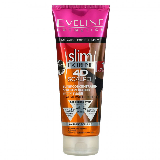 Eveline Cosmetics, Slim Extreme 4D Scalpel, суперконцентрированная сыворотка, уменьшающая жирность тканей, 250 мл (8,8 жидк. Унции) Eveline Cosmetics, Slim Extreme 4D Scalpel, суперконцентрированная сыворотка, уменьшающая жирность тканей, 250 мл (8,8 жидк. Унции)
