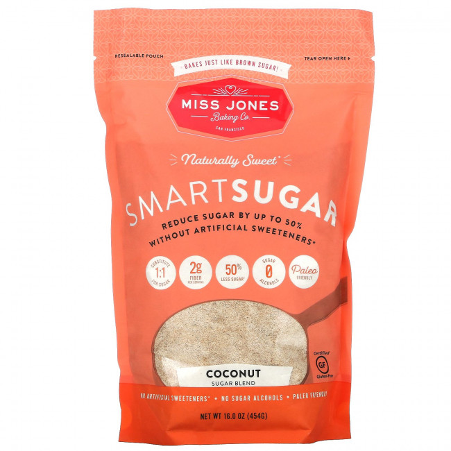 Miss Jones Baking Co, SmartSugar, смесь кокосового сахара, 454 г (16 унций) Miss Jones Baking Co, SmartSugar, смесь кокосового сахара, 454 г (16 унций)
